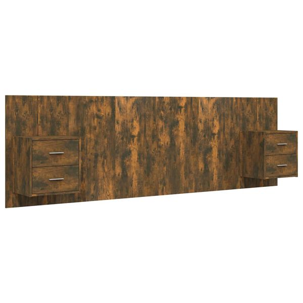 vidaXL Čelo postele so skrinkami dymový dub spracované drevo