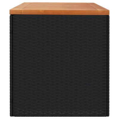 vidaXL Záhrad. úložný box čierny 220x50x54 cm polyratan akáciové drevo