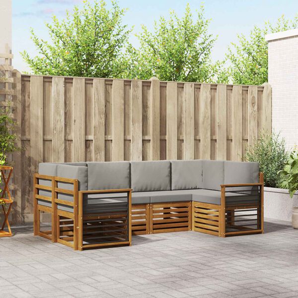 vidaXL Sada rohov&yacute;ch gaučov s vank&uacute;&scaron;om 6 pcs Pr&iacute;rodn&aacute; a svetlosiv&aacute;