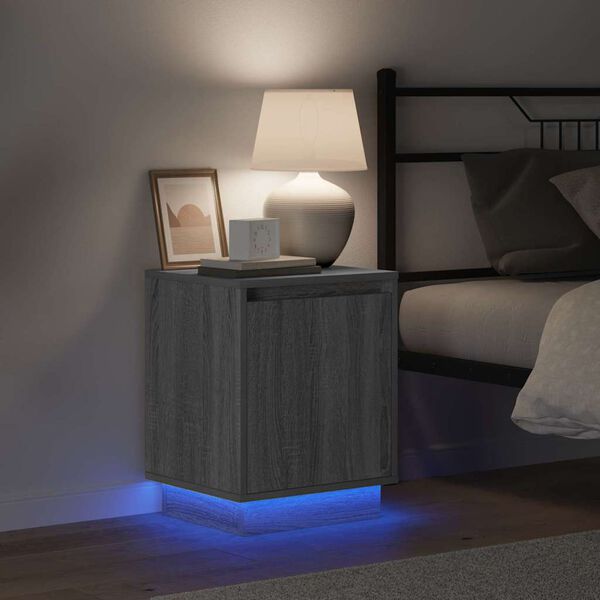 vidaXL Nočn&yacute; stol&iacute;k Siv&aacute; 39 x 34,5 x 50 cm Kompozitn&eacute; drevo