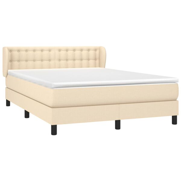 vidaXL Posteľn&yacute; r&aacute;m boxspring s matracom kr&eacute;mov&yacute; 140x200 cm l&aacute;tka