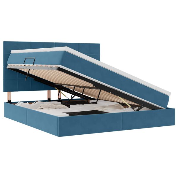 vidaXL Postel s &uacute;ložn&yacute;m prostorem a matrac&iacute; Tmavomodr&aacute; 180 x 200 cm