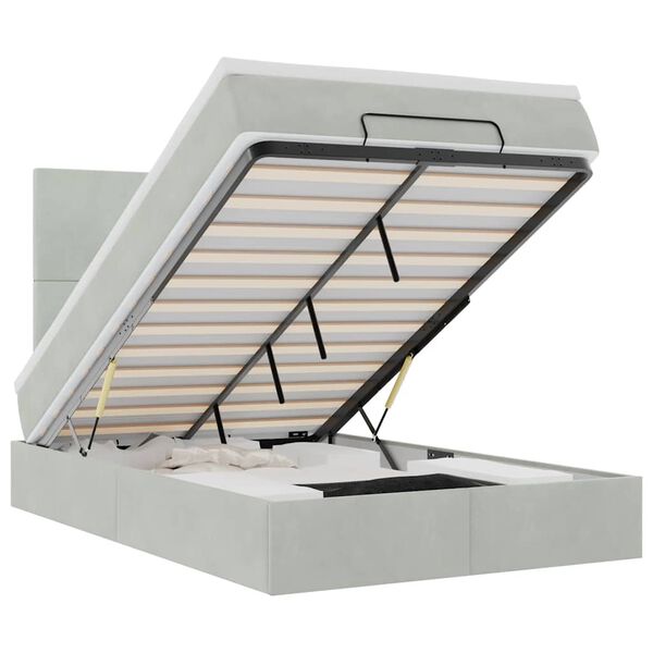 vidaXL Osmansk&yacute; r&aacute;m postele s matracmi svetlosiv&aacute; 120x200 cm zamat