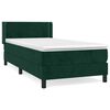 vidaXL Posteľn&yacute; r&aacute;m boxsping s matracom tmavozelen&yacute; 90x200 cm zamat