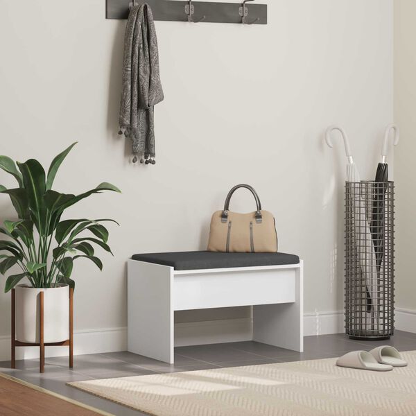 vidaXL Predsieňov&aacute; lavica s vank&uacute;&scaron;om Biela 63 x 38 x 40 cm