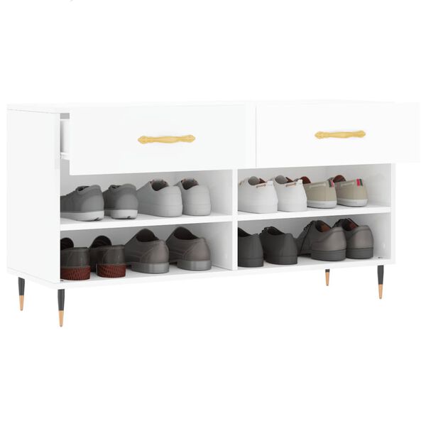 vidaXL Lavička na top&aacute;nky, leskl&aacute; biela 102x35x55 cm, kompozitn&eacute; drevo