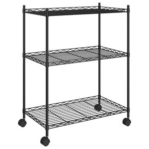 vidaXL Reg&aacute;l s 3 policami na kolieskach 60x35x81 cm čierny 150 kg