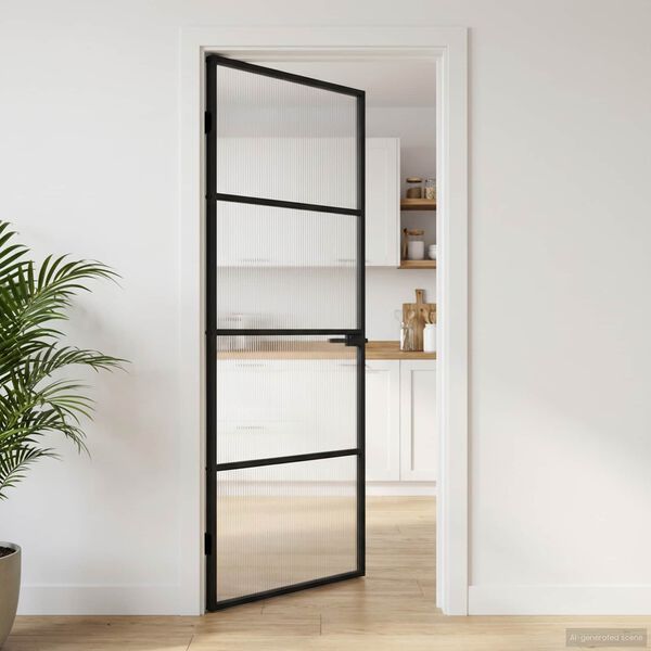 vidaXL Domov&eacute; dvere 83 x 201,5 x 3,5 cm Hlin&iacute;k a tvrden&eacute; sklo