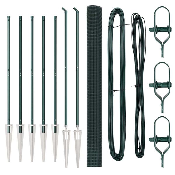 vidaXL Stĺp na plot. Zelená 10 x 1,6 m (16 x 16 mm sieť) Ocel a PVC