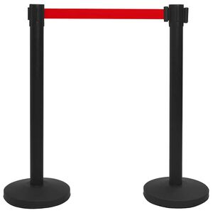 vidaXL Vymedzovac&iacute; stĺpik s popruhom / letiskov&aacute; bari&eacute;ra čierna oceľov&aacute;