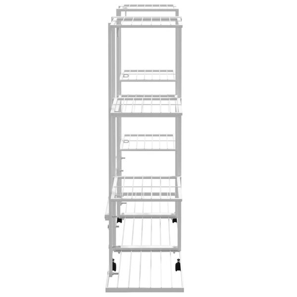 vidaXL Stojan na kvety s kolieskami 94,5x24,5x91,5 cm biely železn&yacute;