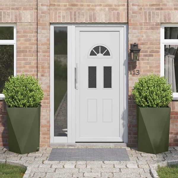 vidaXL Hrant&iacute;k 2 pcs Olivov&aacute; zelen&aacute; 50 x 50 x 75 cm Oceľ