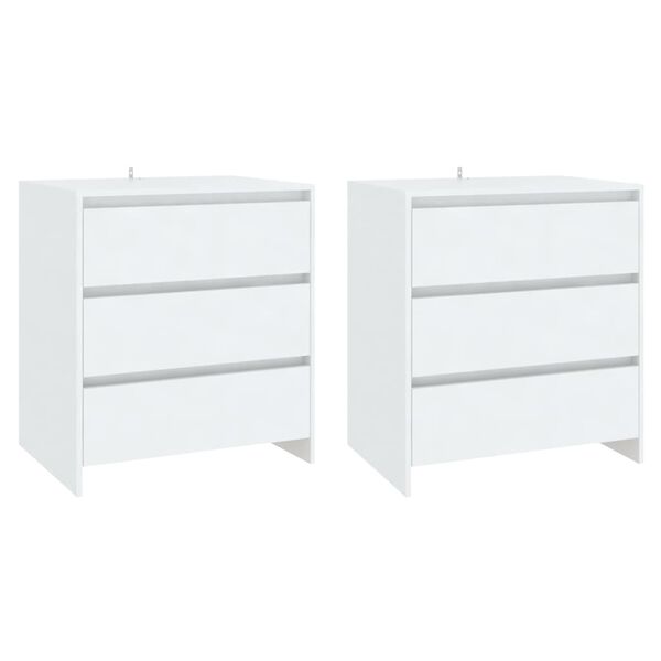 vidaXL 3-dielna komoda biela spracované drevo