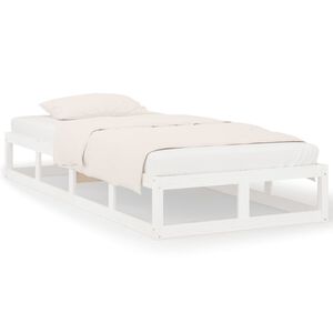 vidaXL Posteľn&yacute; r&aacute;m biely 75x190 cm mal&eacute; jednol&ocirc;žko mas&iacute;vne drevo