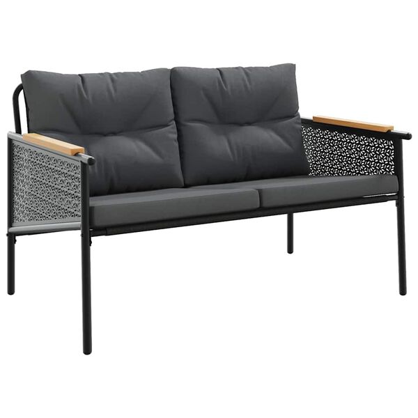 vidaXL 3-dielna súprava balkónového nábytku s podložkami, čierna, oceľ