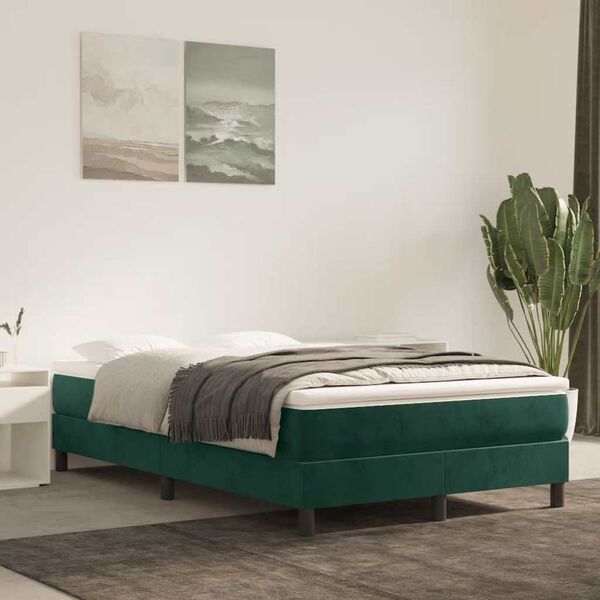vidaXL Boxspring posteľ s matracom, tmavozelen&aacute; 120x190cm, zamat