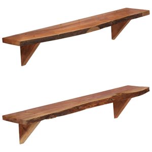 vidaXL N&aacute;stenn&eacute; police 2 ks, 90x20x18 cm, ak&aacute;ciov&yacute; mas&iacute;v