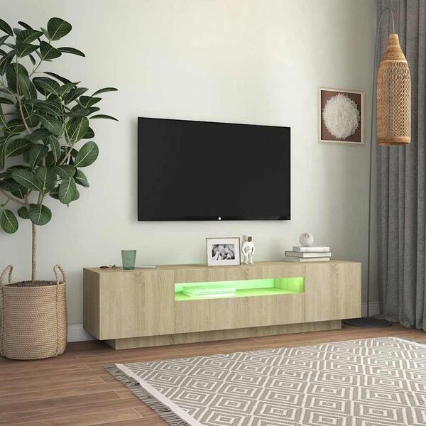 vidaXL TV skrinka s LED svetlami dub sonoma 160x35x40 cm