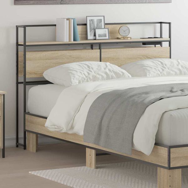 vidaXL &Uacute;ložn&eacute; čelo s poličkou dub sonoma 120 cm Kompozitn&eacute; drevo