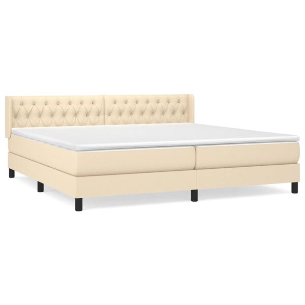 vidaXL Boxspring posteľ s matracom kr&eacute;mov&aacute; 200x200 cm l&aacute;tka