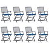vidaXL Skladacie vonkaj&scaron;ie stoličky 8 ks s podložkami ak&aacute;ciov&yacute; mas&iacute;v