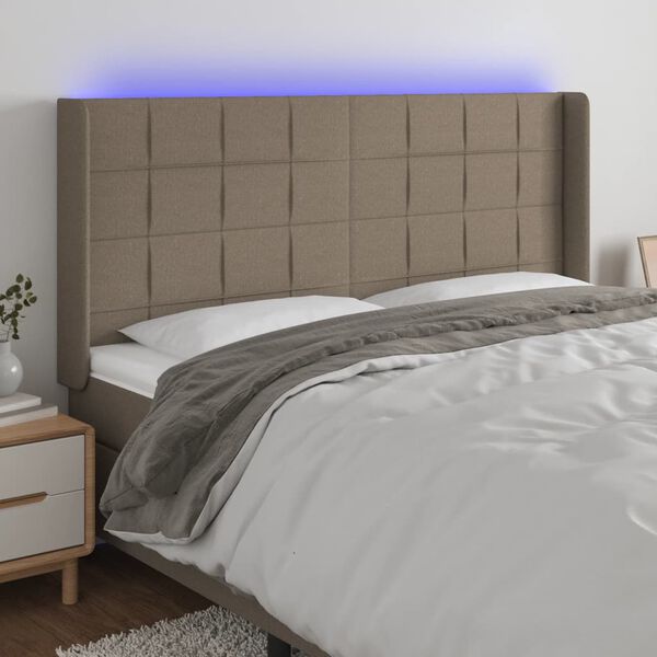 vidaXL Čelo postele s LED sivohned&eacute; 163x16x118/128 cm l&aacute;tka