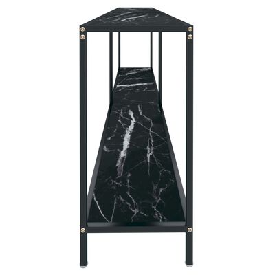 vidaXL Konzolový stolík čierny 220x35x75,5 cm tvrdené sklo