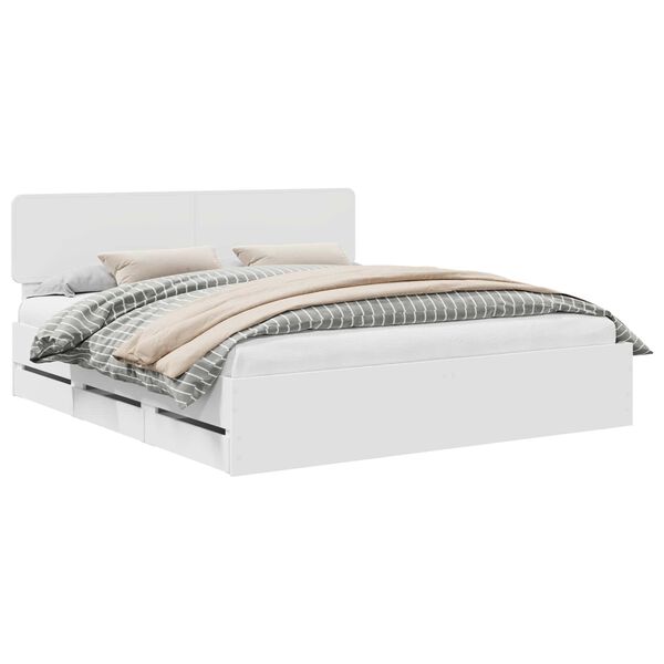 vidaXL R&aacute;m postele so z&aacute;suvkou Biely 200 x 200 cm Kon&scaron;truovan&eacute; drevo