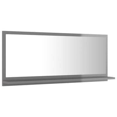 vidaXL Kúpeľňové zrkadlo, lesklé sivé 90x10,5x37 cm, kompozitné drevo