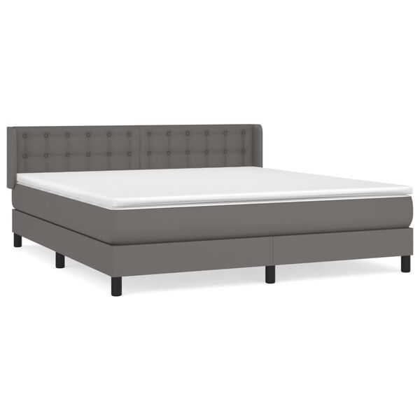 vidaXL Boxspring posteľ s matracom siv&aacute; 180x200 cm umel&aacute; koža
