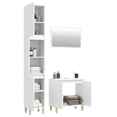 vidaXL 3-dielna sada kúpeľňového nábytku biela kompozitné drevo