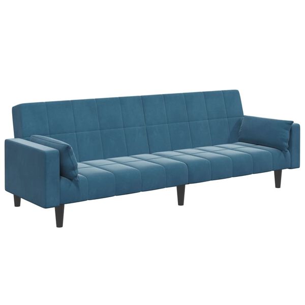 vidaXL 2-miestna rozkladacia pohovka s podnožkou modr&aacute; zamat