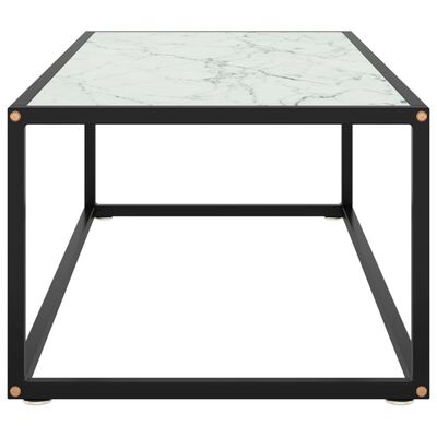 vidaXL Konferenčný stolík, čierny, biele mramorové sklo 100x50x35 cm