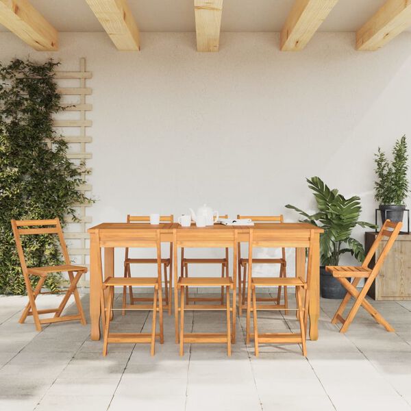 vidaXL Skladacie bistro stoličky 8 ks ak&aacute;ciov&yacute; mas&iacute;v