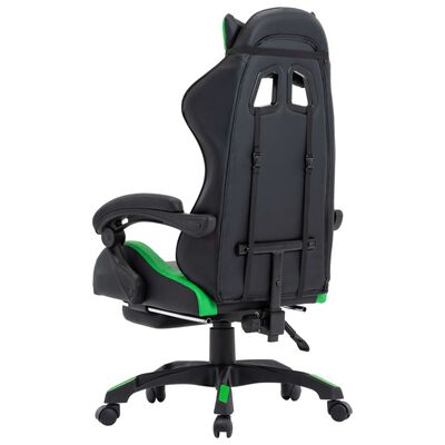 vidaXL Herná stolička s opierkou na nohy, zeleno čierna, umelá koža