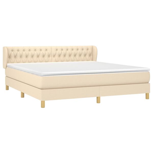 vidaXL Posteľn&yacute; r&aacute;m boxspring s matracom kr&eacute;mov&yacute; 180x200 cm l&aacute;tka