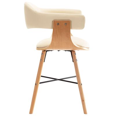 vidaXL Jedálenské stoličky 2 ks, krémové, umelá koža a ohýbané drevo