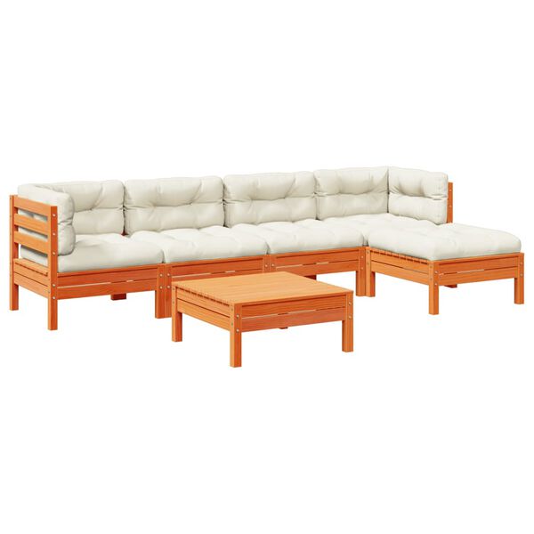 vidaXL 6-dielna z&aacute;hrad. sedacia s&uacute;prava vank&uacute;&scaron;e voskov&aacute; hned&aacute; borovica