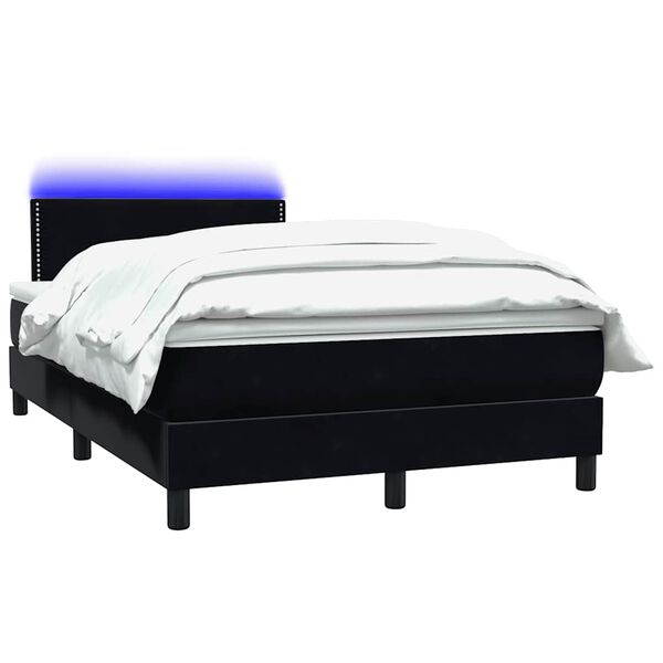 vidaXL Posteľn&yacute; r&aacute;m boxspring s matracom a LED čierny 120x210 cm zamat