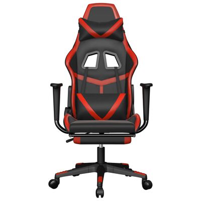vidaXL Masážna herná stolička s podnožkou čierna a červená umelá koža