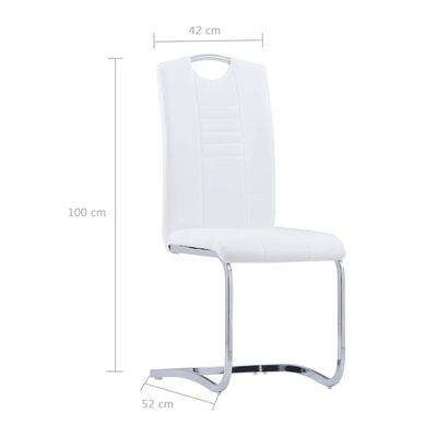 vidaXL Jedálenské stoličky, perová kostra 6 ks, biele, umelá koža