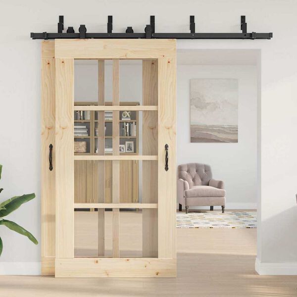 vidaXL Kovanie na posuvn&eacute; dvere čierne 213,5 cm oceľov&eacute;