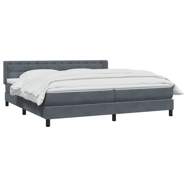 vidaXL Posteľn&yacute; r&aacute;m boxspring s matracom tmavosiv&yacute; 180x210 cm zamat