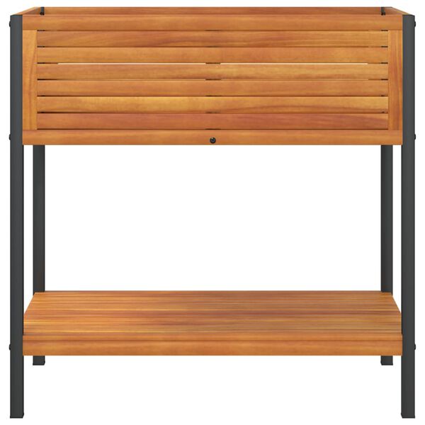 vidaXL Z&aacute;hradn&yacute; kvetin&aacute;č s policou 80x45x80 cm mas&iacute;vna ak&aacute;cia a oceľ