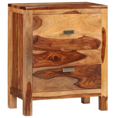vidaXL Nočný stolík s 2 zásuvkami, drevený masív sheesham