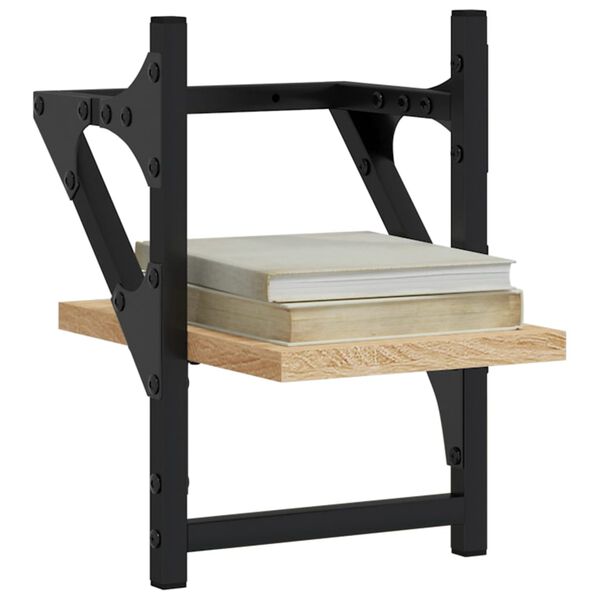 vidaXL Nástenné police s tyčami 2 ks dub sonoma 20x25x30 cm