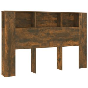 vidaXL Čelo postele so skrinkou dymov&yacute; dub 160x18,5x104,5 cm