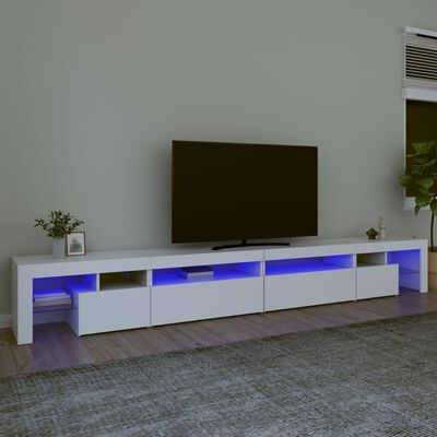 vidaXL TV skrinka s LED svetlami biela 290x36,5x40 cm