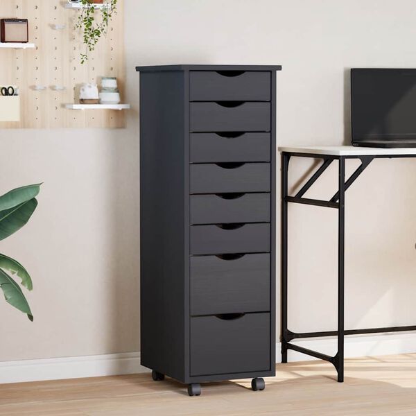 vidaXL Skrinka so z&aacute;suvkami na kolieskach MOSS siv&aacute; mas&iacute;vna borovica