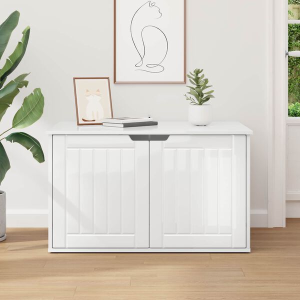 vidaXL Mačka Dom Leskl&aacute; biela 85 x 55 x 50,5 cm Kompozitn&eacute; drevo